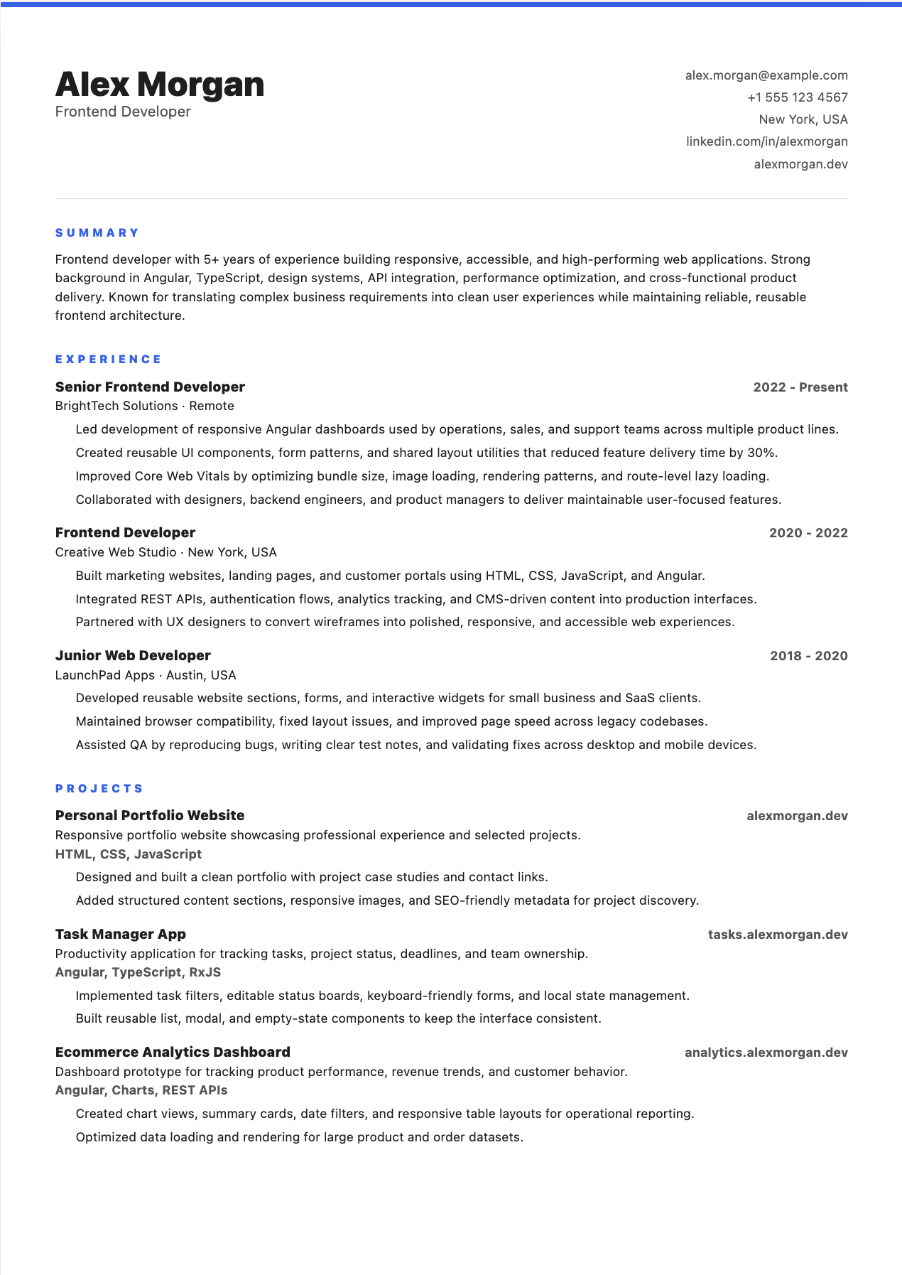 Starter ATS ATS friendly resume template preview